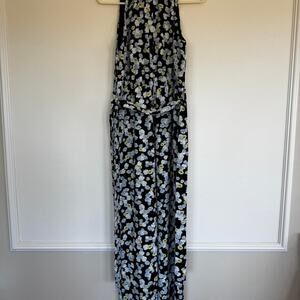 Ann taylor black floral jumpsuit
